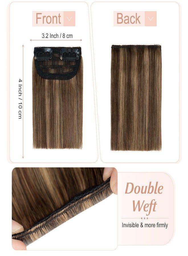 سيجو وصلات شعر قصيرة من سيجو، مشابك، 4 بوصات، شعر بشري 100%، لإضافة كثافة للشعر - قطعة واحدة، 8 غرام، #4P27، بني متوسط وأشقر داكن - Image 2